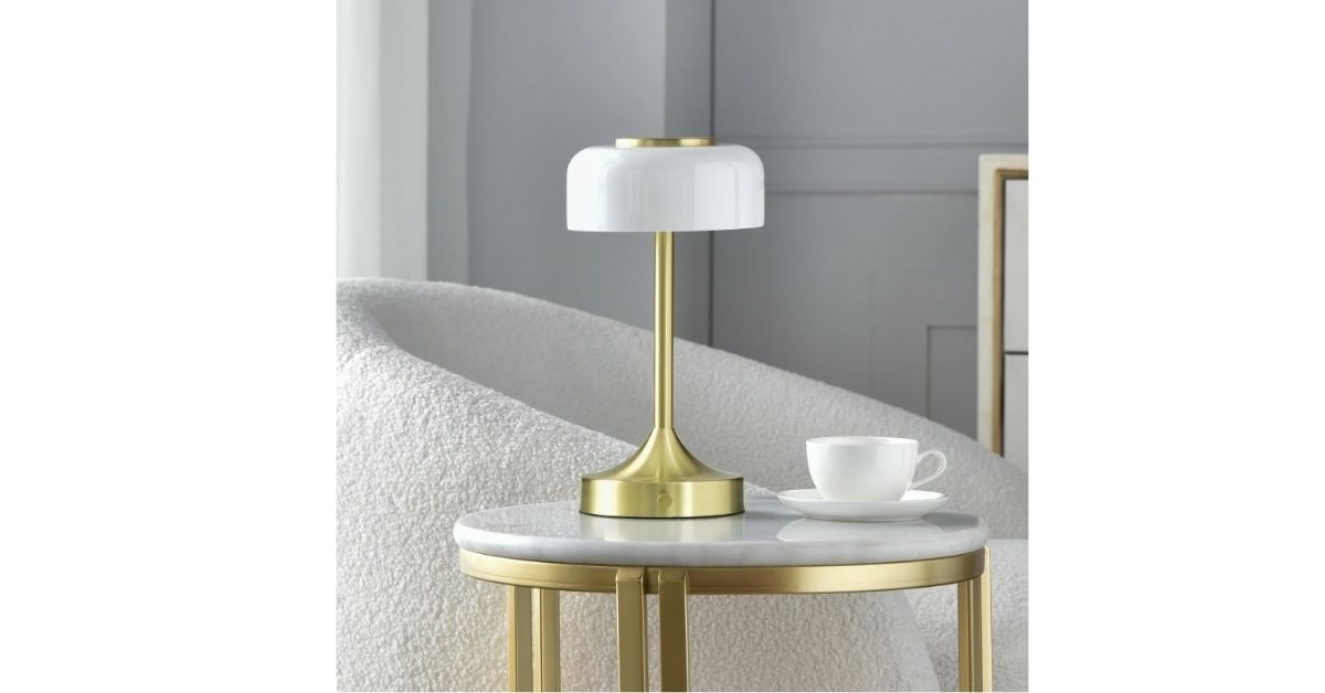 portable milk glass table lamp