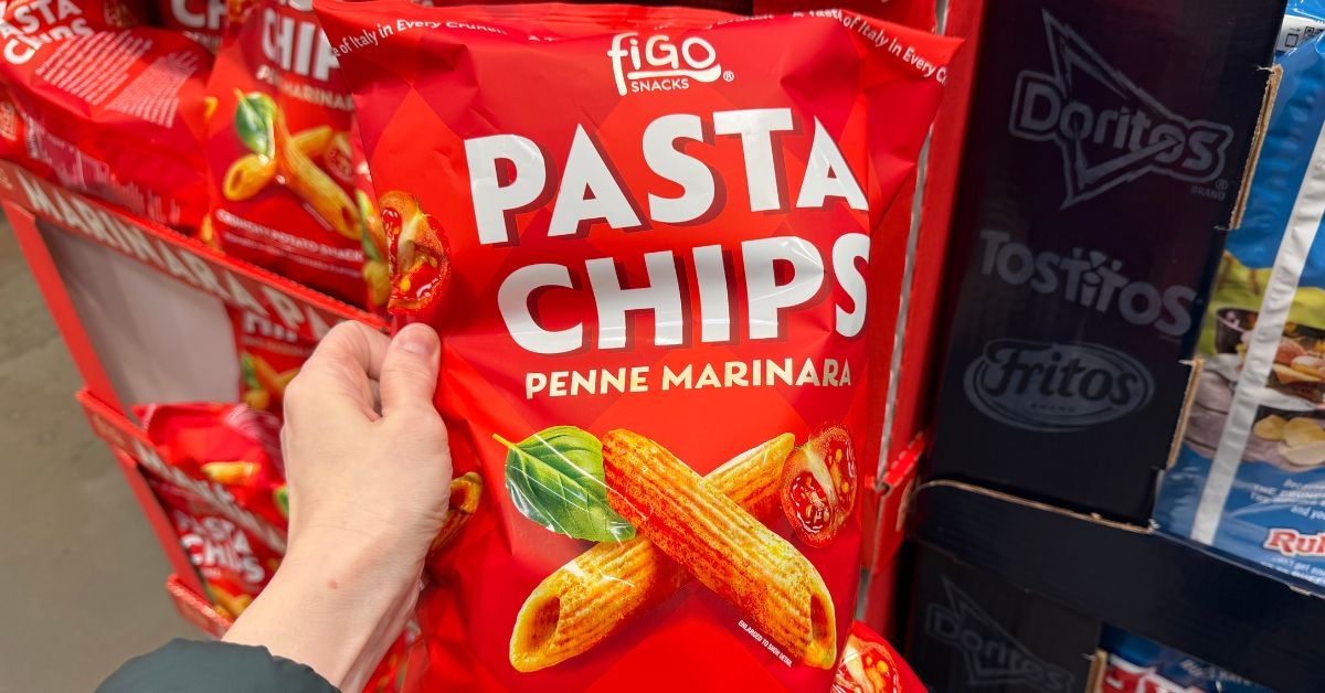 penne marinara pasta chips