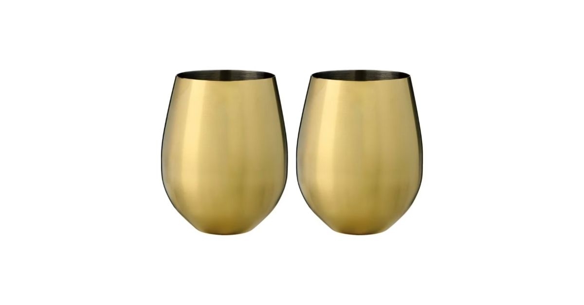 stemless gold wine glasses