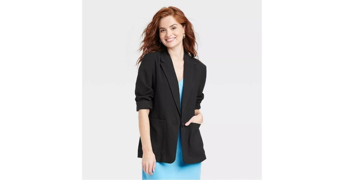 womens relaxed fit essential blazer