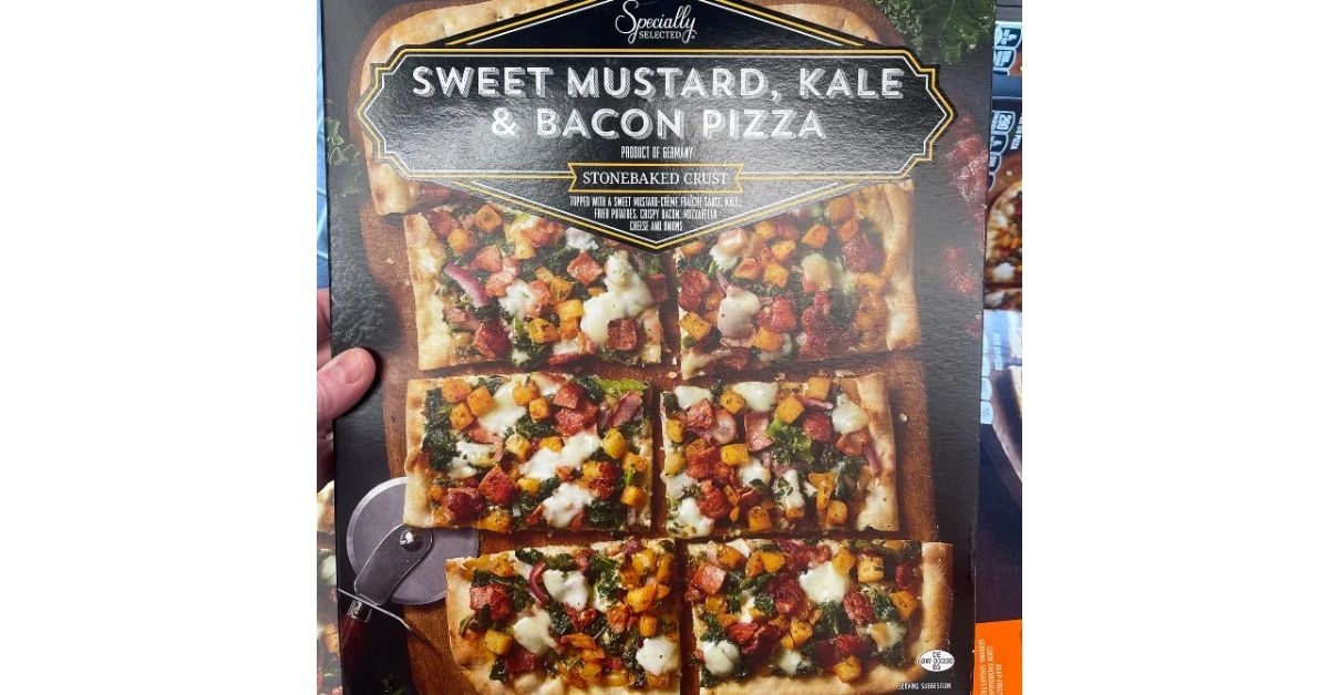 Aldi Specially Selected Mustard, Kale, and Bacon Pizza