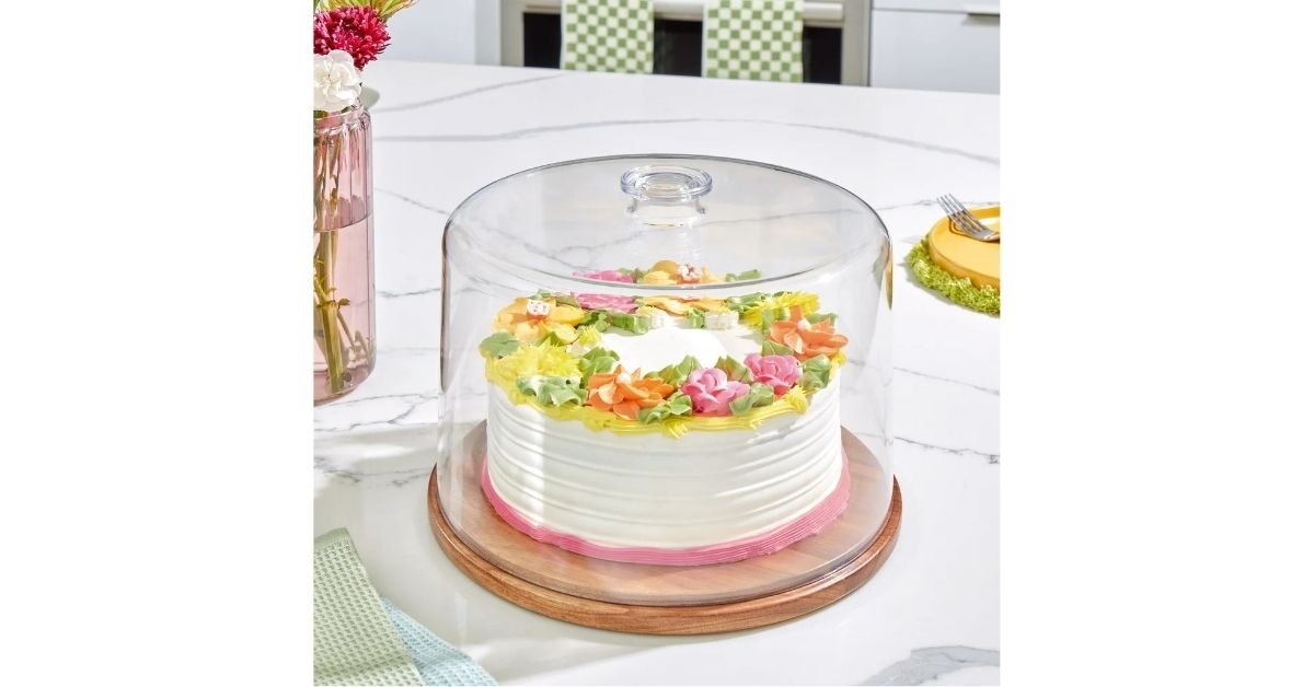 idesign wood cake plate