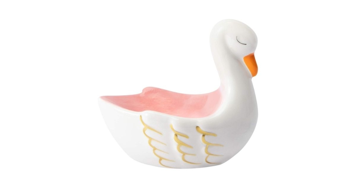ceramic swan trinket tray