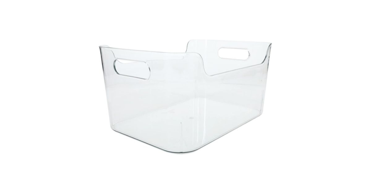small clear plastic bin