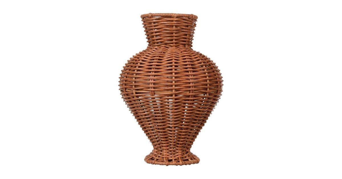 woven faux rattan indoor vase