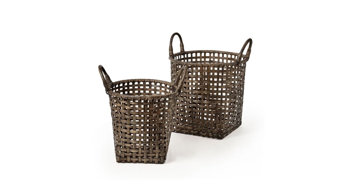 baskets open crosshatch weave bamboo