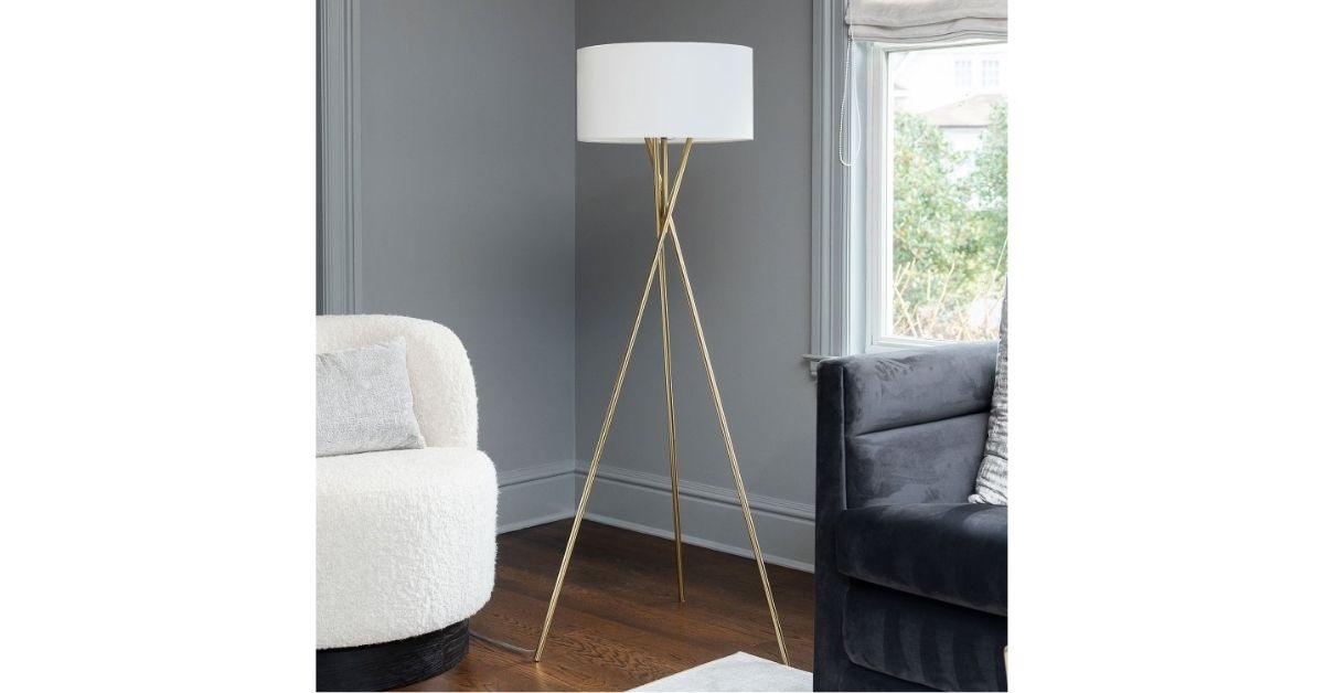 lamp with white linen shade