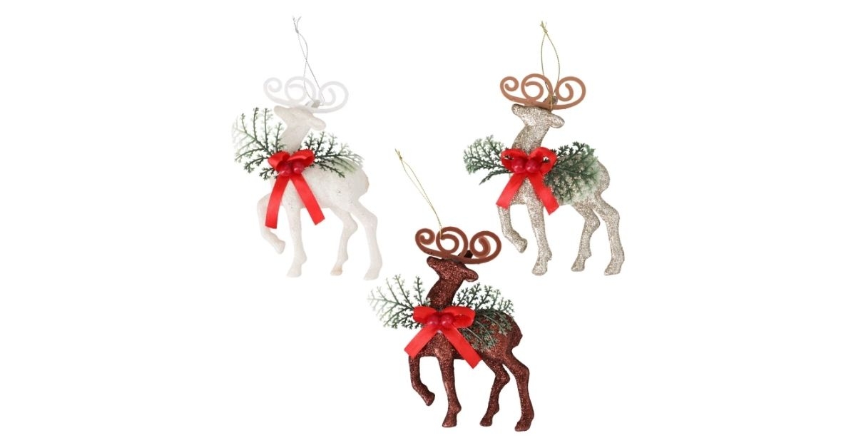 christmas house glitzy reindeer ornaments
