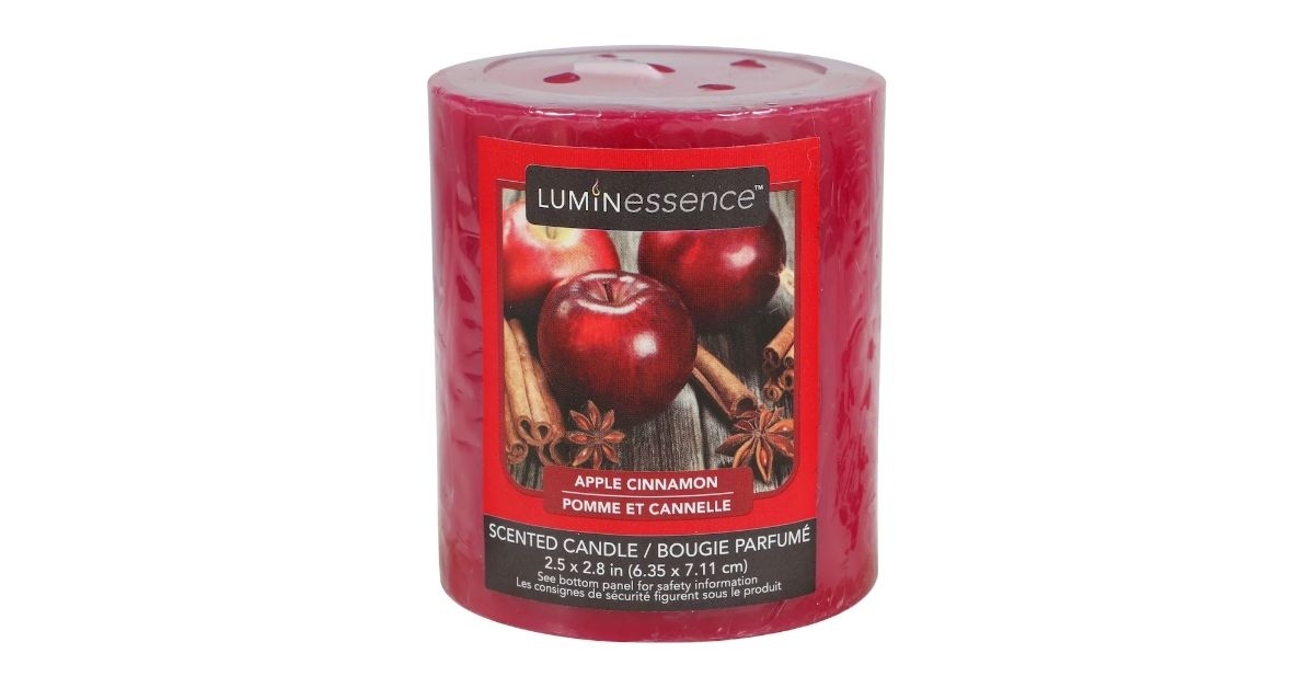 luminessence apple cinnamon scented pillar candles