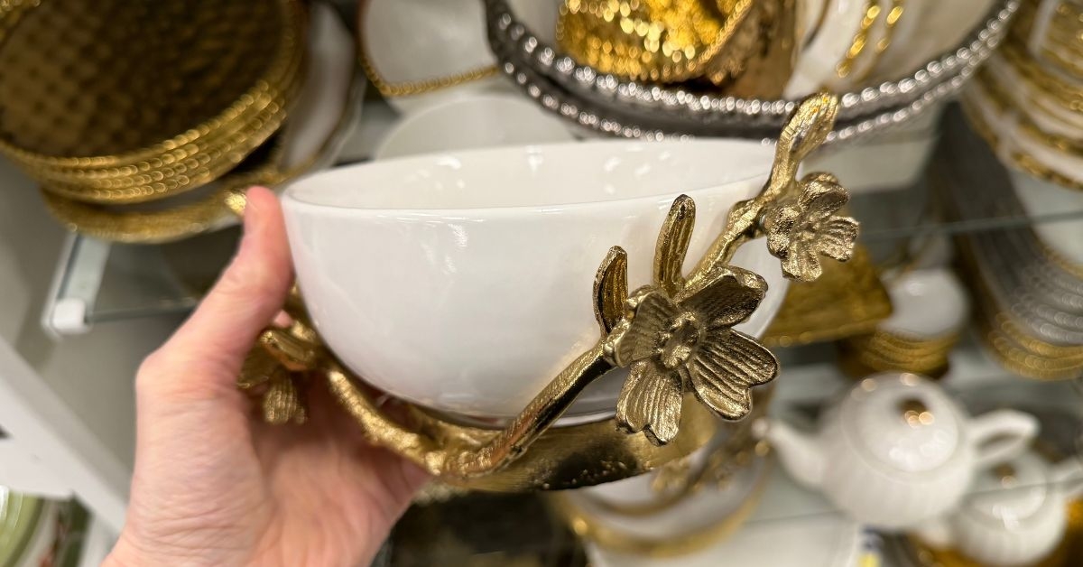 gold floral bowl