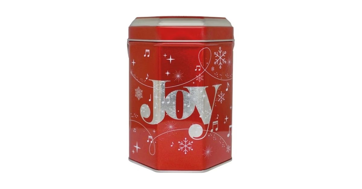 tin with sugar cookies