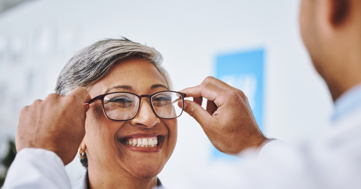  woman with prescription glasses