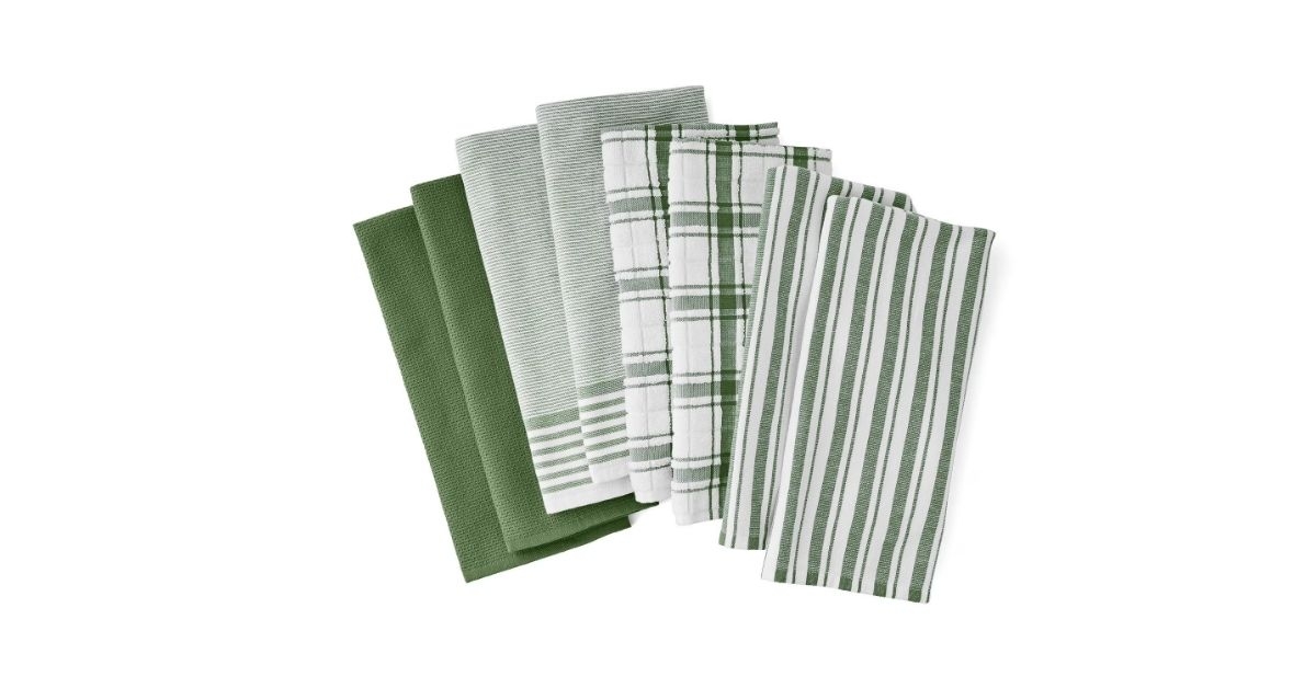 plaid leno kitchen towel set