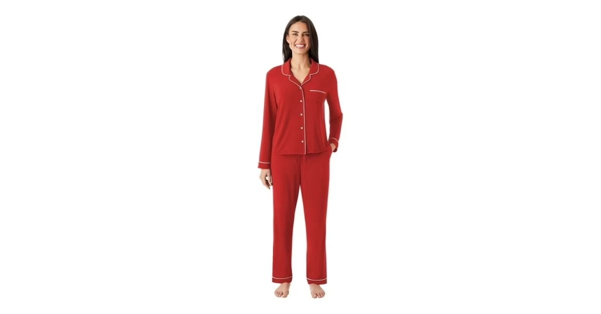 womens notch collar pajama set