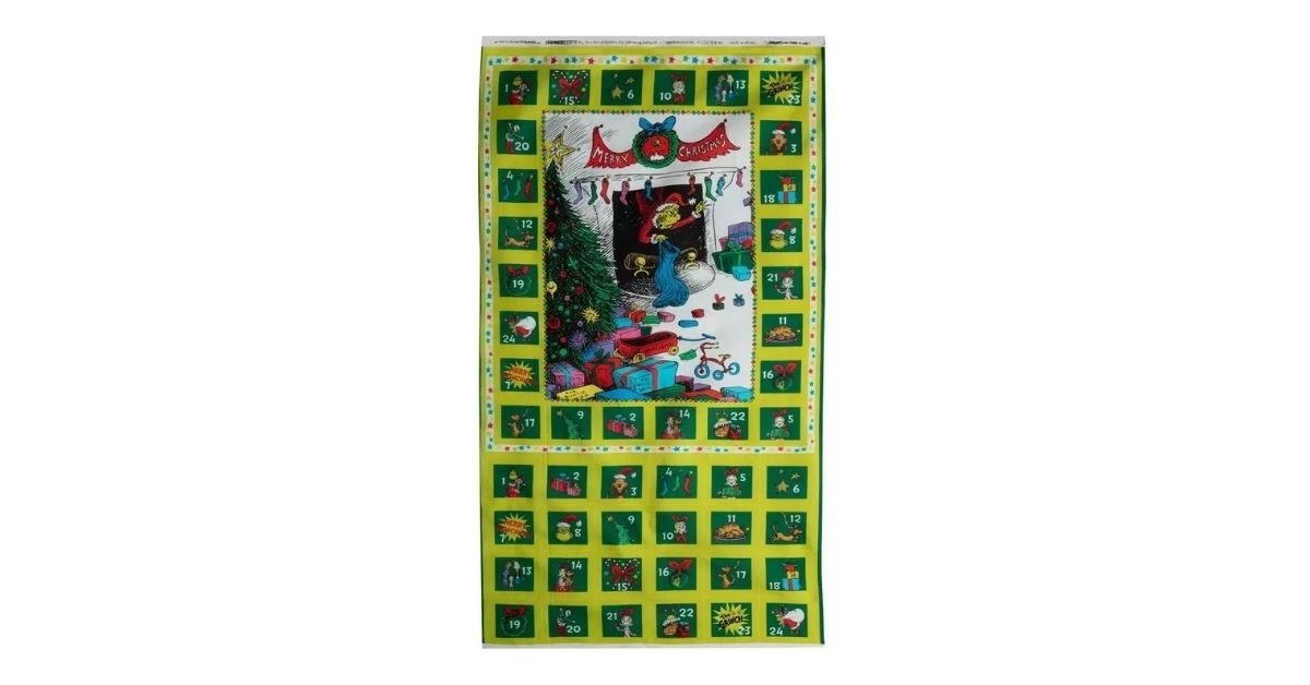 grinch advent panel cotton fabric