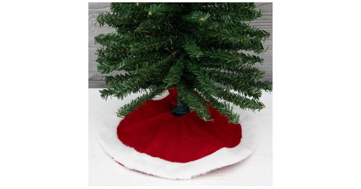 red white velvet mini tree skirt