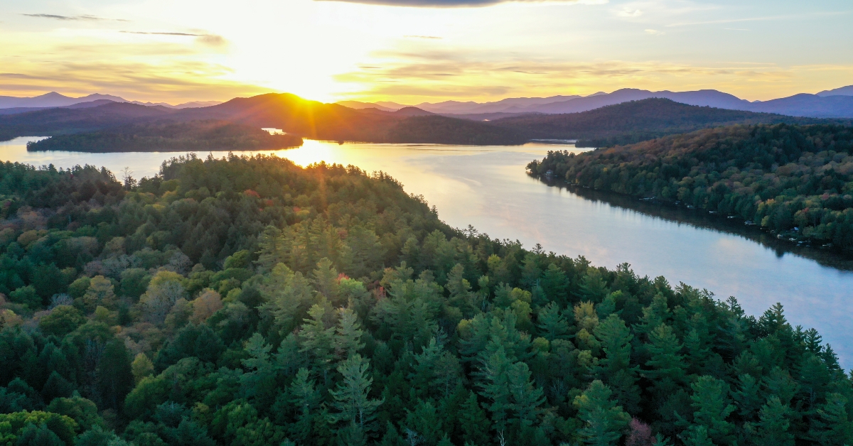 morning sunrise fall foliage aerial drone