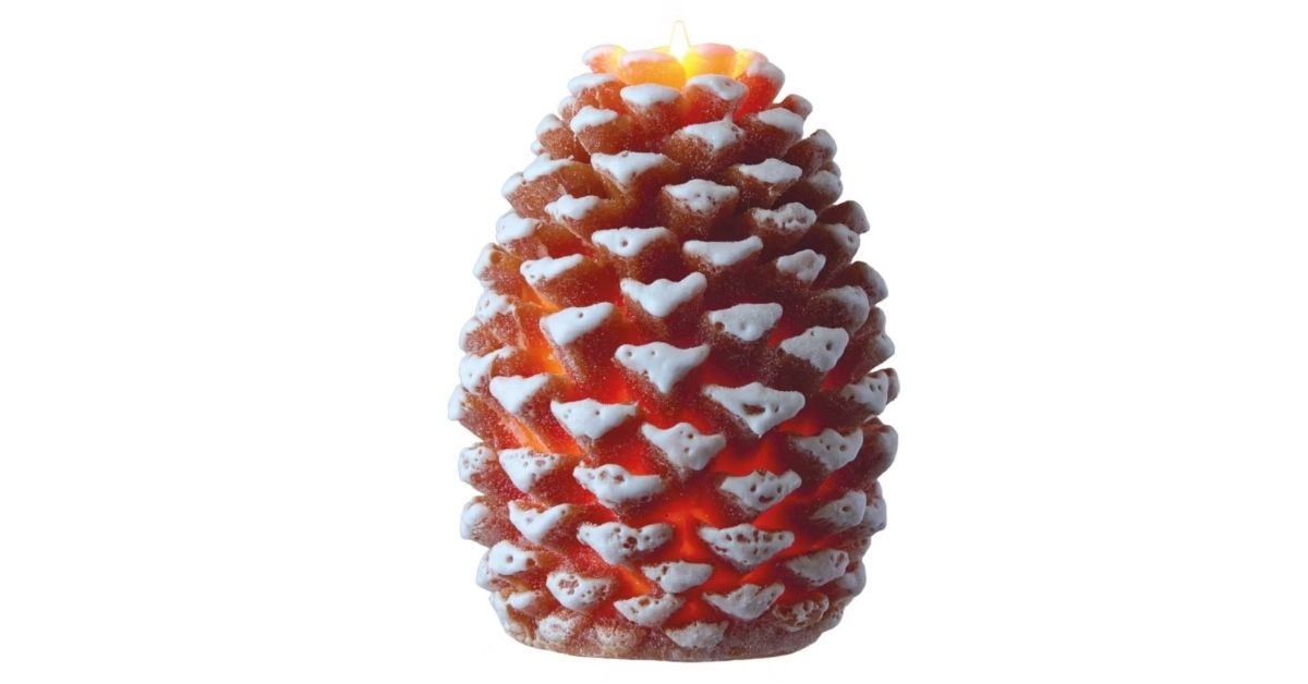 candle gliterred pinecone