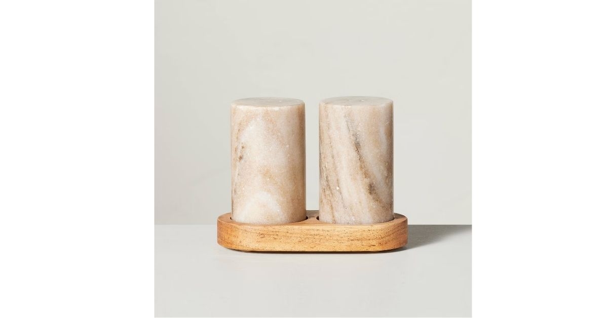 marble salt and pepper shakers