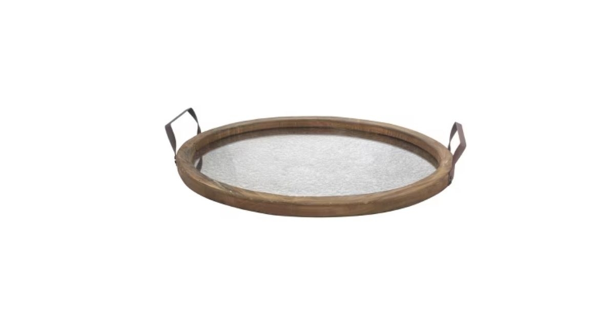 oval wood tray with distresse