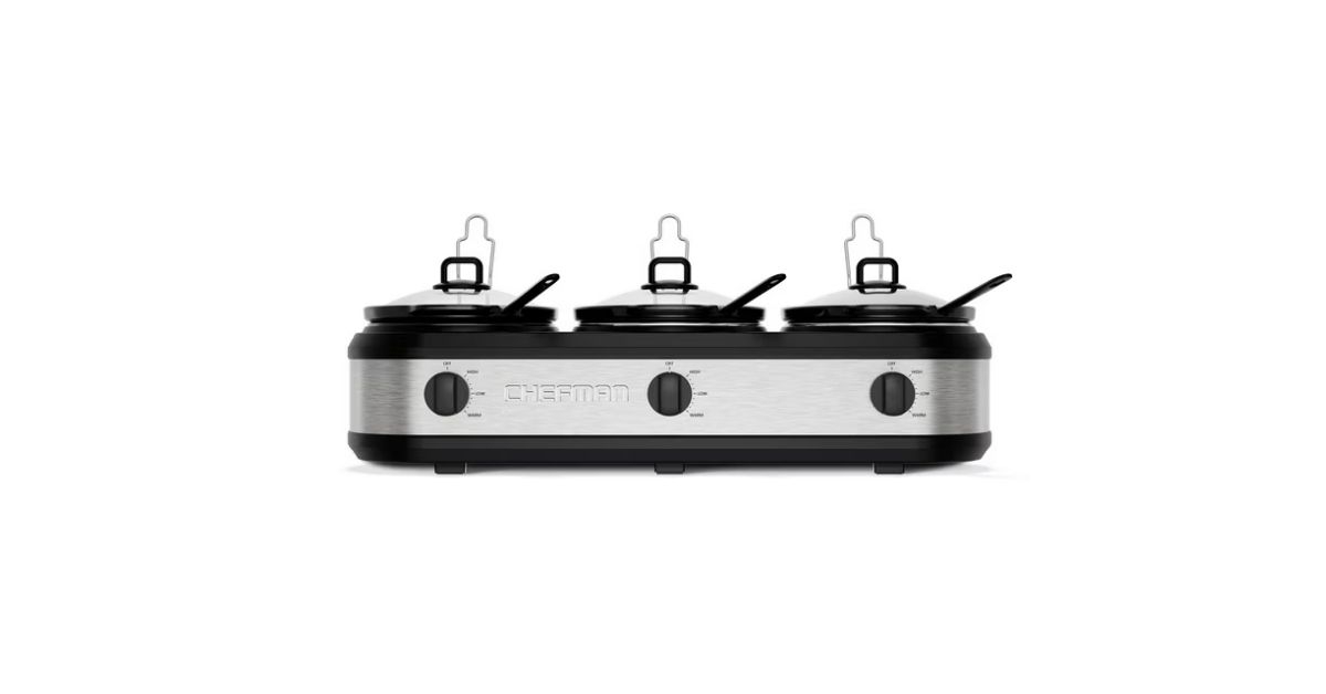 stainless steel triple slow cooker