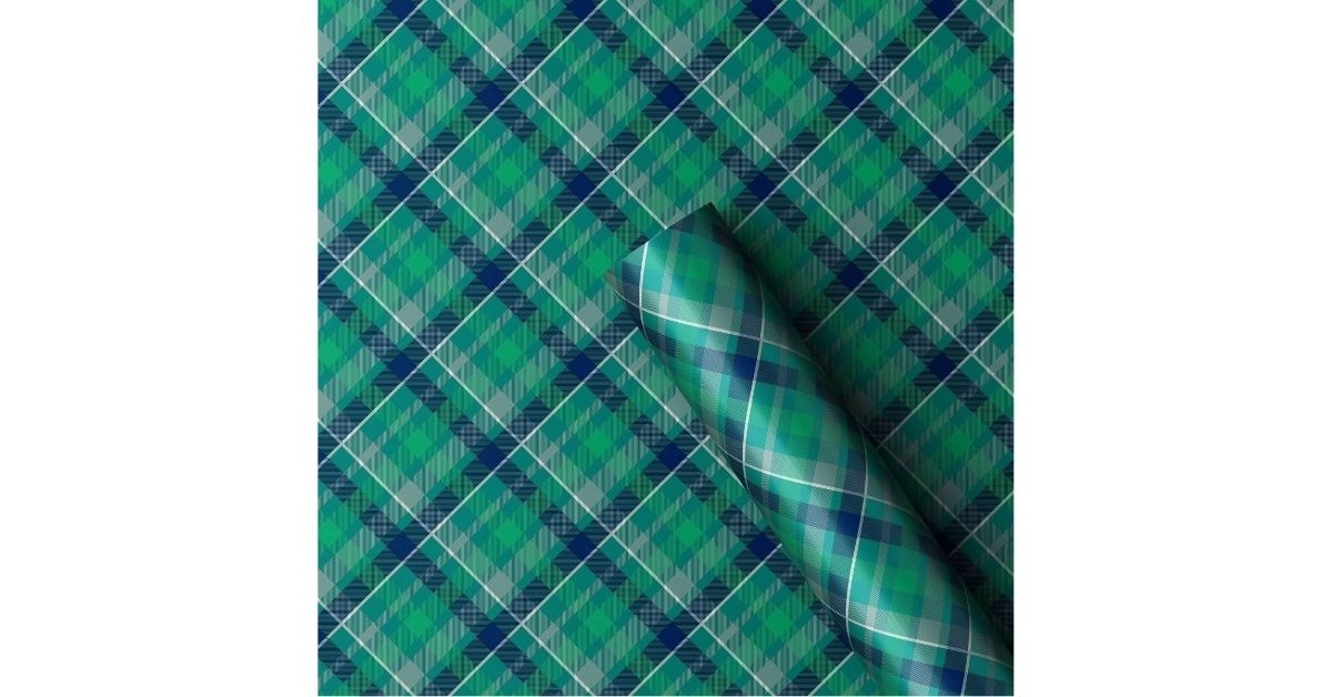 christmas roll wrap green blue plaid