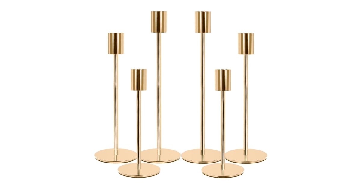 metal gold taper candle holders