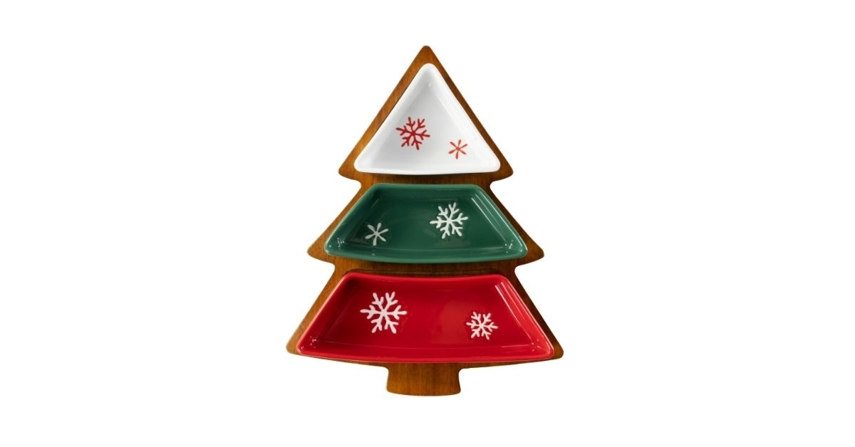acacia wood christmas tree charcuterie tray