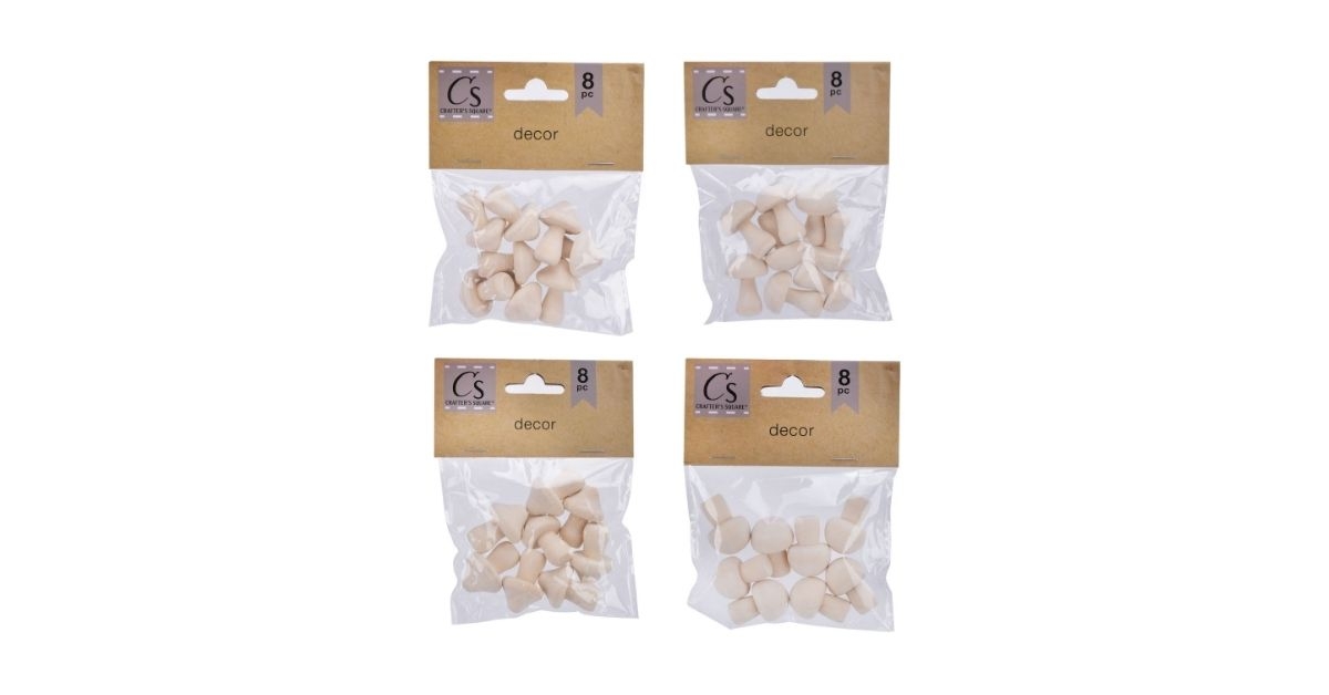 wooden mini mushrooms 8 pack
