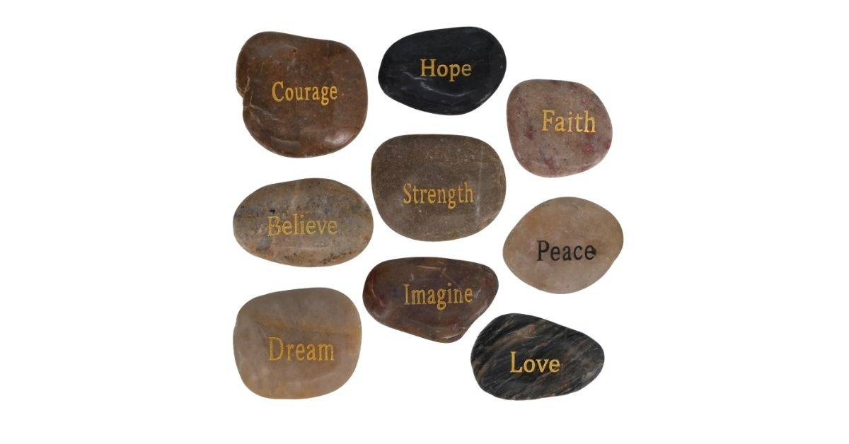 inspirational printed river stones