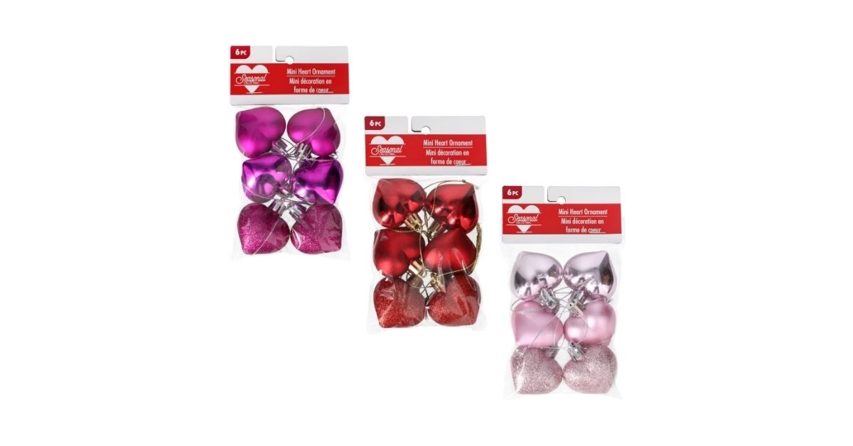 mini heart ornaments 6 pack
