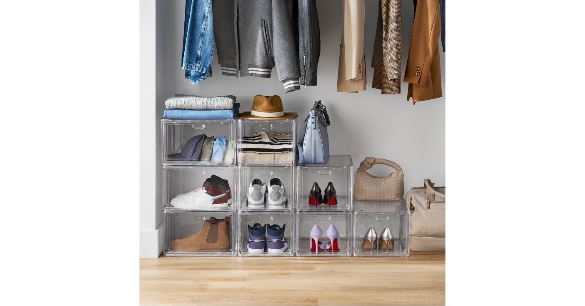 stackable shoe box organizer