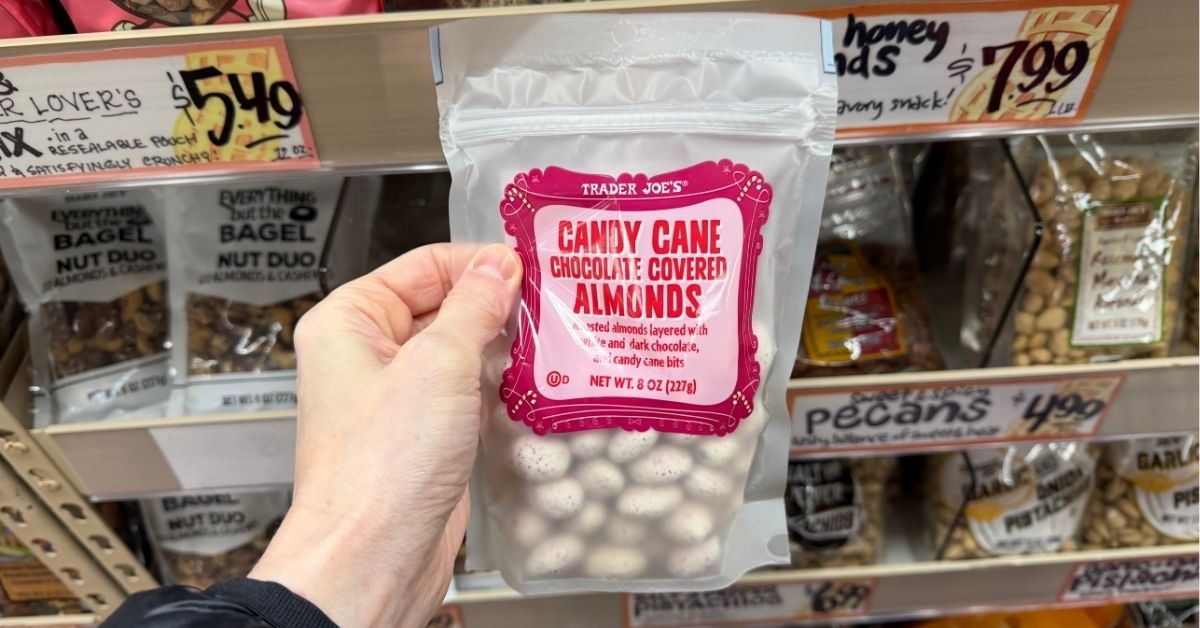 candy cane chocolate covered almonds