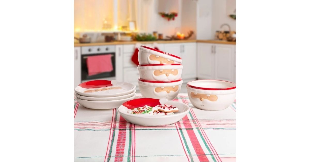 santa face plate bowl set