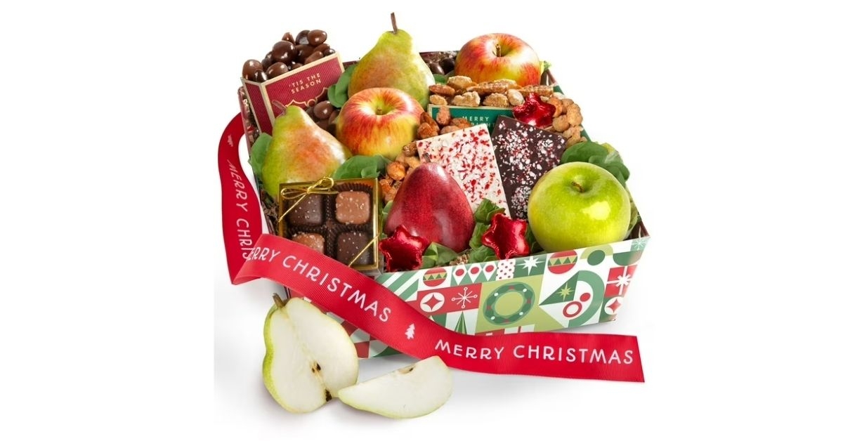 fruit nut and treats gift basket