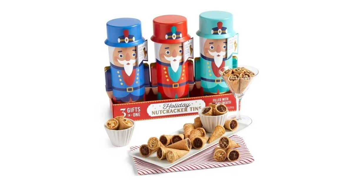 nutcracker tin gift with mini waffle cones