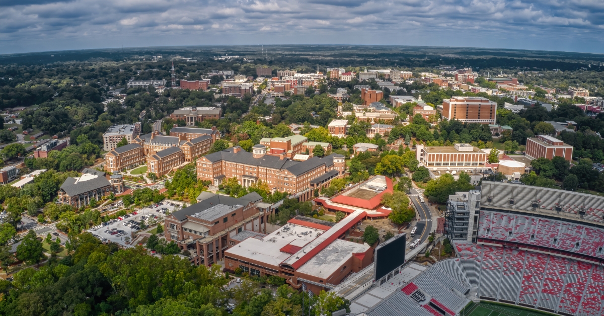 Aerial View of a large Public University in Athens