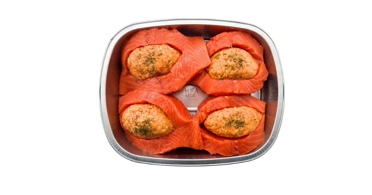 salmon with seafood stuffing