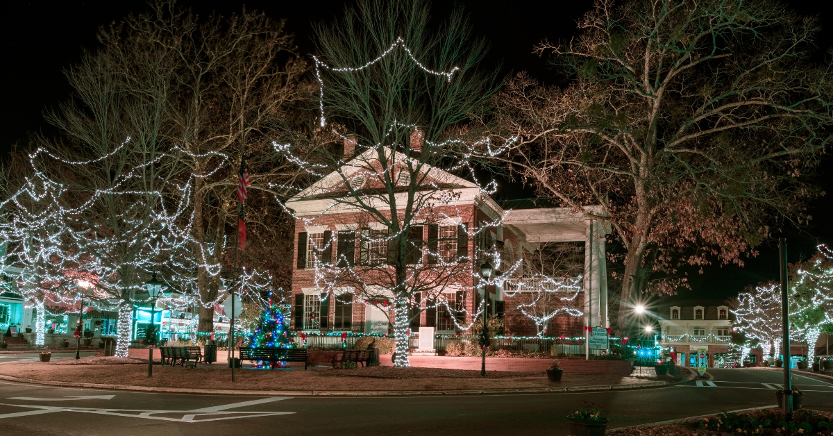 Christmas lights in north Georgia mountain town of Dahlonega