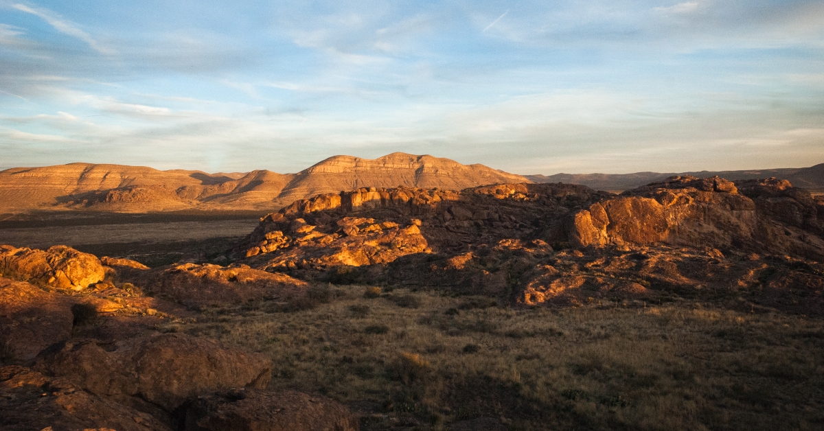 Sunset landscape view at Hueco Tanks State Park
