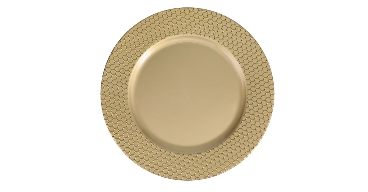 gold honeycomb charger plates