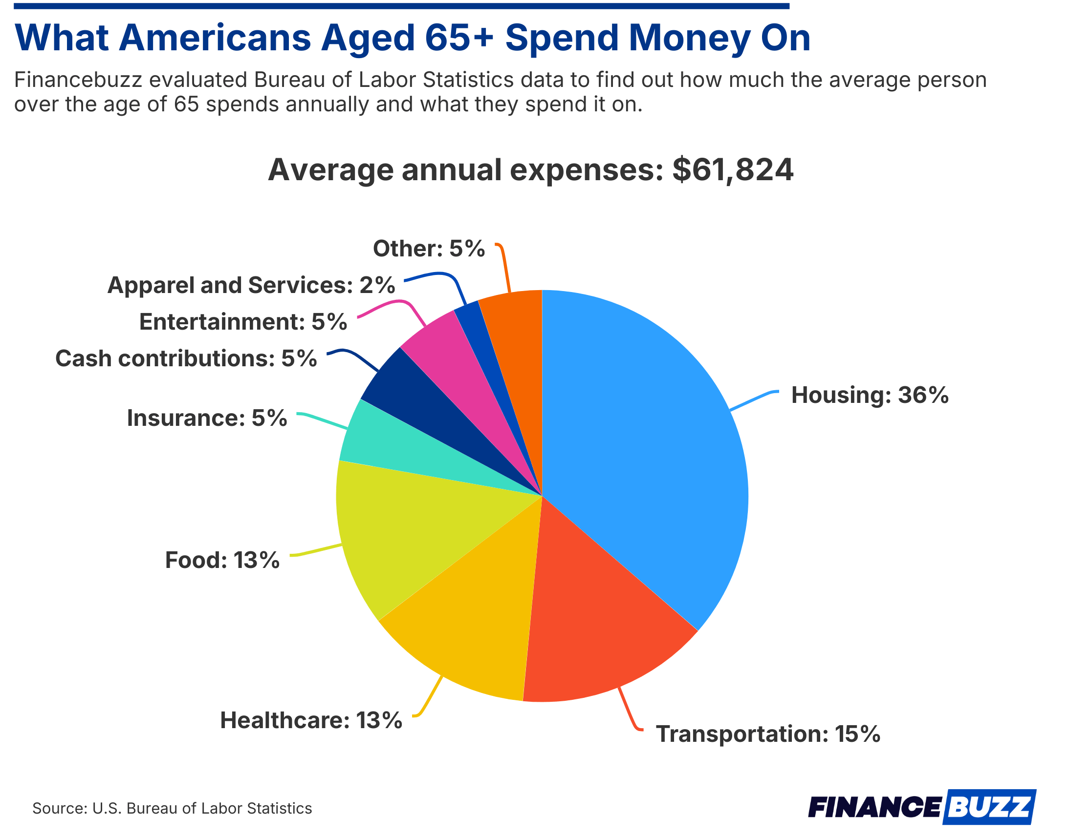 pie chart showing what americans aged 65+ spend money on