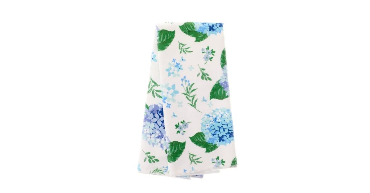 floral themed print kitchen towel