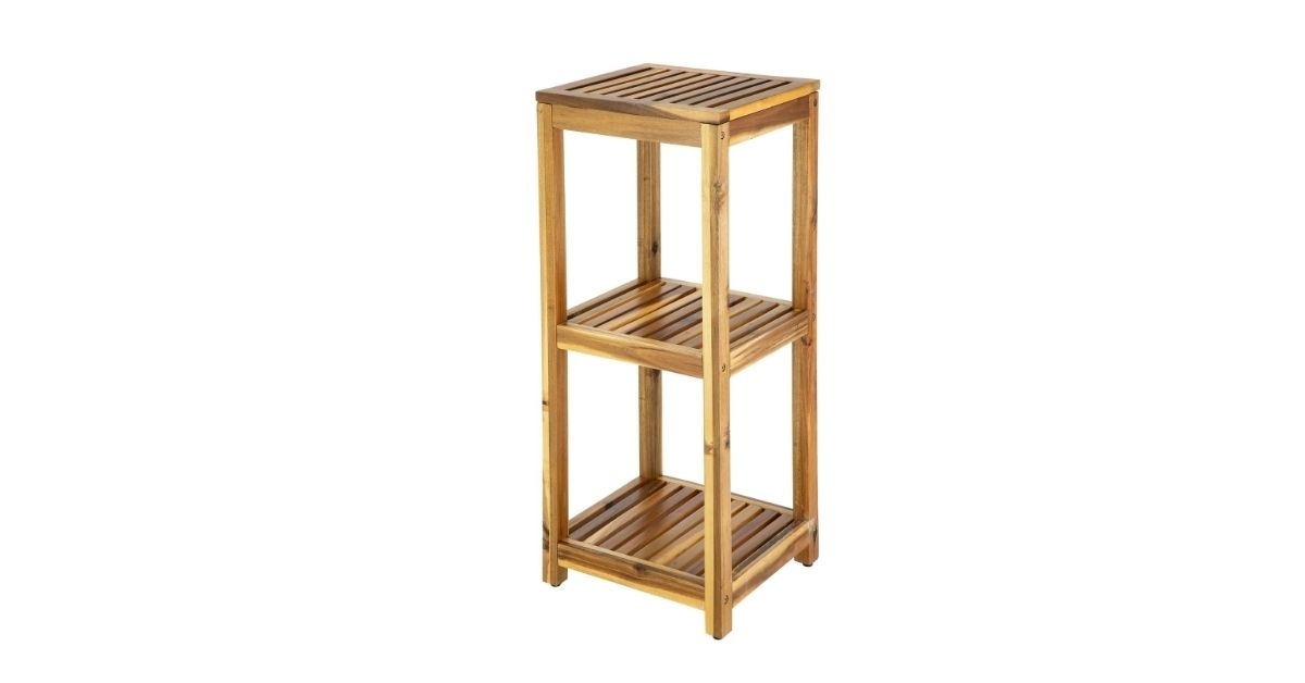 acacia wood storage shelves