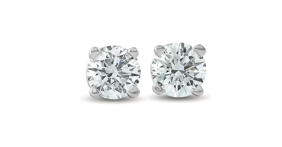 white gold diamond stud earrings