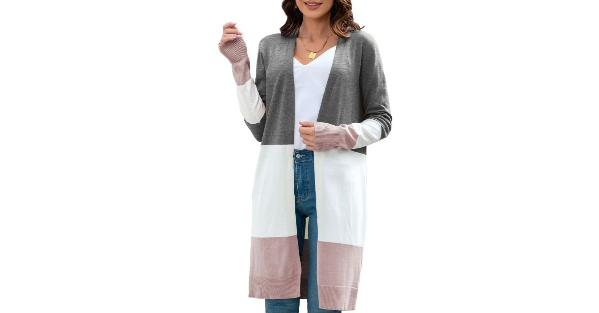 color block casual cardigan