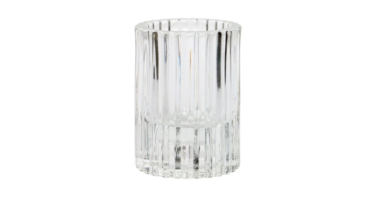 ribbed glass tea light candleholder