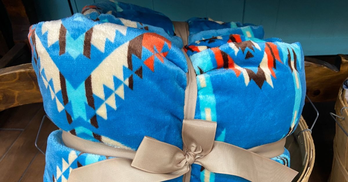 turquoise southwest plush throw
