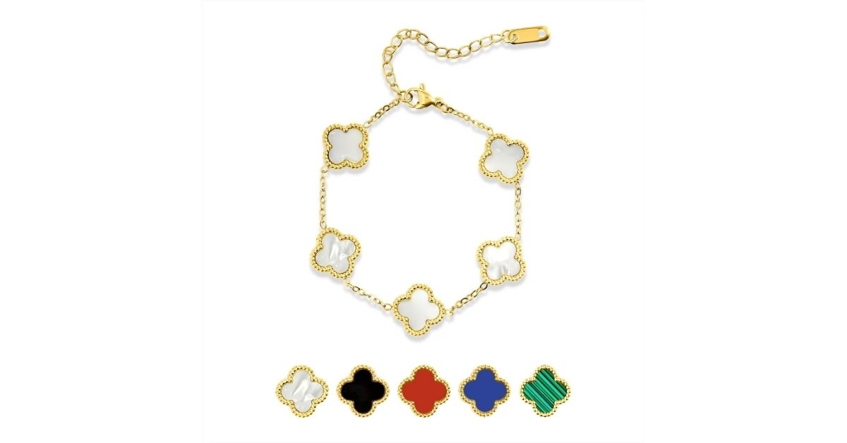 black flower link bracelet