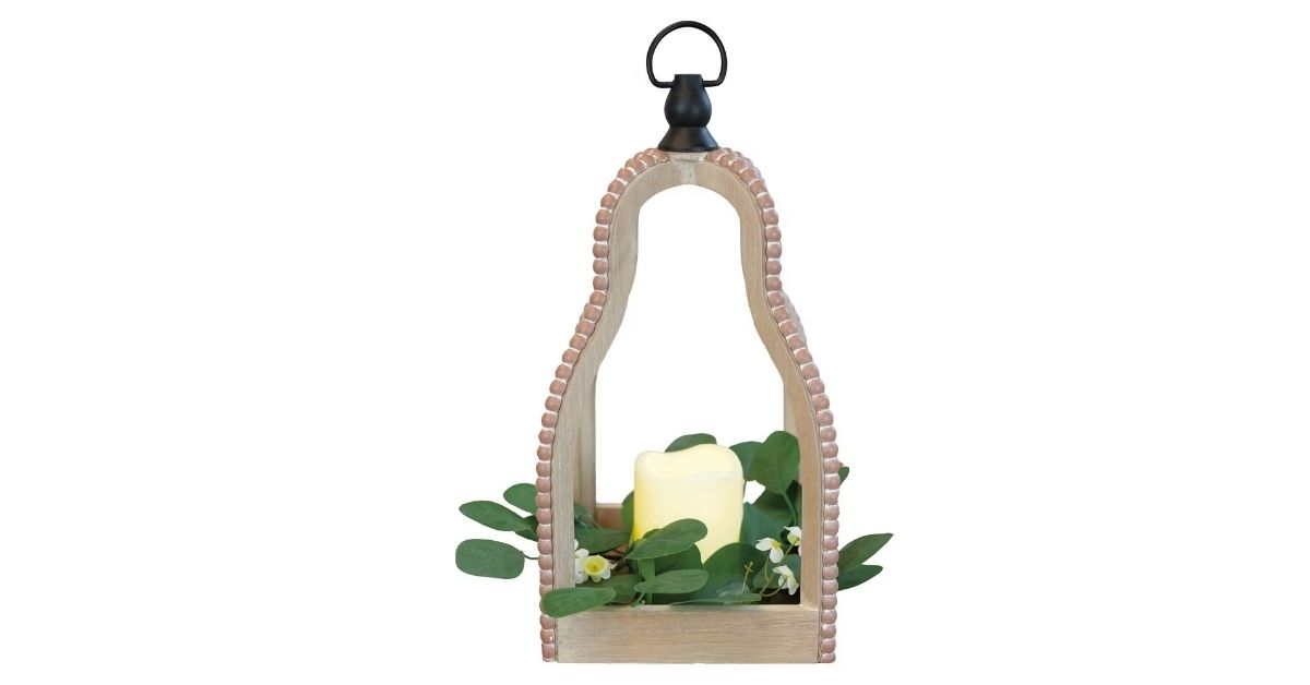 beaded lantern with led candle